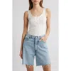 Frame The Satin Trim Tank Top In Alabaster