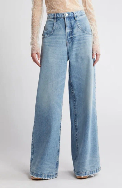Frame Le Slim Palazzo Bardot Pocket Wide Leg Jeans In Rhode