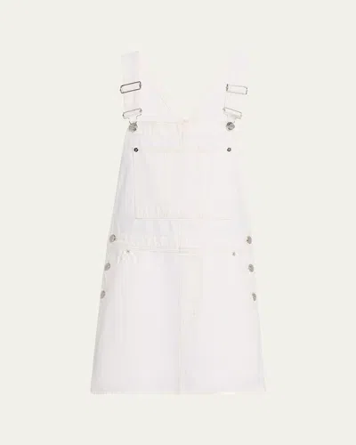 Frame The Skirtall Denim Mini Dress In Nude