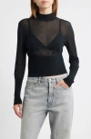 Frame The Sleek Mock Neck Crop Sweater In Blue