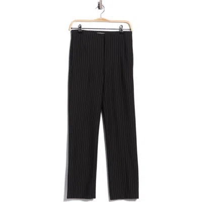 Frame The Sleek Pinstripe Straight Leg Trousers In Black