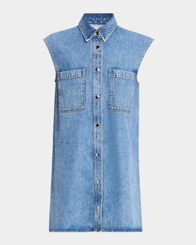 FRAME THE SLEEVELESS DENIM SHIRTDRESS