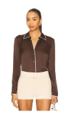 Frame Womens Coffee Multi The Slim Essential Silk Shirt In Brown
