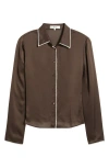 Frame Womens Coffee Multi The Slim Essential Silk Shirt In Brown