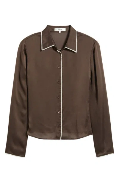 Frame The Slim Essential Silk Shirt In Brown