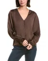 Frame The Slim V-neck Blouse In Brown