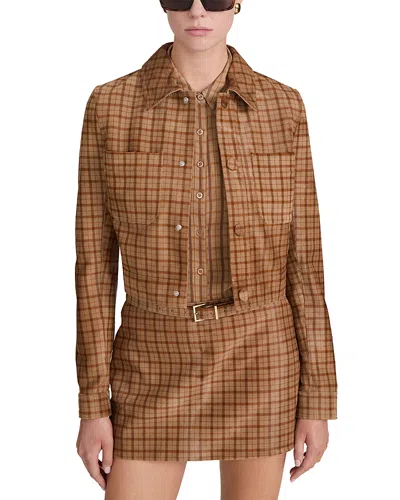 Frame The Small Calf Hair Jacket In Brown