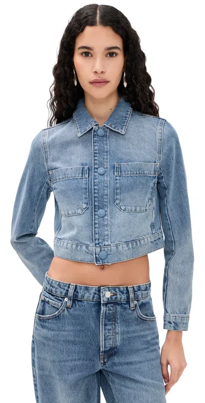 Frame The Small Denim Jacket Dawn In Blue