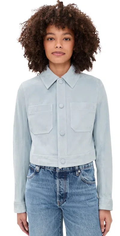 Frame The Small Goat Suede Jacket Sky Blue