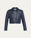 Frame The Small Leather Jacket In Blue
