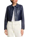 Frame The Small Leather Slim Fit Jacket In Blue