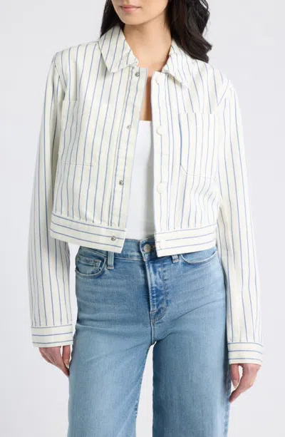 Frame The Small Striped Denim Jacket In Neutral