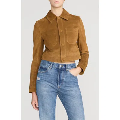 Frame The Small Suede Jacket In Brown