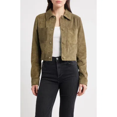 Frame The Small Suede Jacket In Green