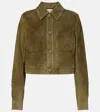 Frame The Small Suede Jacket In Green