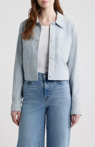 Frame The Small Suede Jacket In Sky Blue