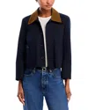 Frame Corduroy-trimmed Cotton-twill Jacket In Blue