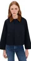 Frame Corduroy-trimmed Cotton-twill Jacket In Blue