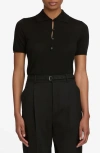 Frame The Smart Merino Wool Polo Sweater In Black
