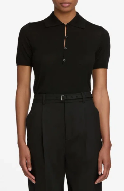 Frame The Smart Merino Wool Polo Sweater In Black
