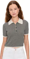Frame Womens Cream Multi The Smart Polo Stripe Wool Knitted Shirt Xs In Multi