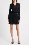 Frame The Smart Polo Long Sleeve Merino Wool Sweater Dress In Black
