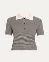 Frame Womens Cream Multi The Smart Polo Stripe Wool Knitted Shirt Xs In Multi