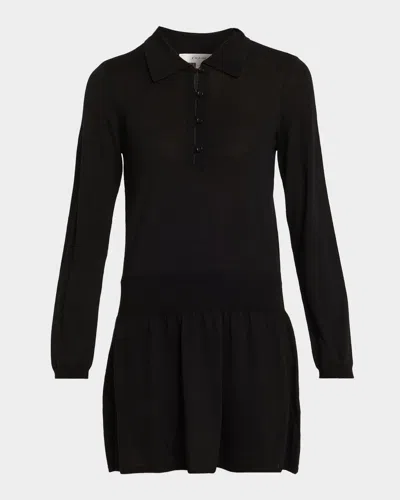 Frame The Smart Polo Wool Mini Dress In Black