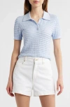 Frame The Smocked Silk Polo In Blue