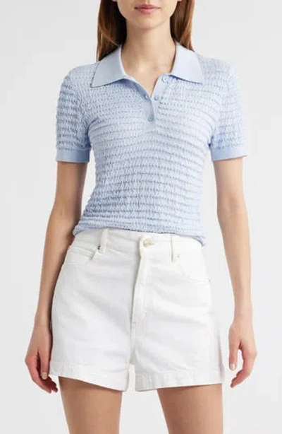 Frame The Smock Silk & Cotton Polo Sweater In Blue