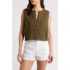 Frame The Smocked Cotton-blend Tank In Green