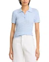 Frame The Smocked Silk Polo In Light Chambray