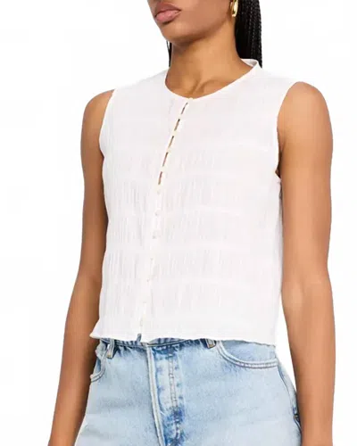 FRAME THE SMOCKED TANK IN WHITE