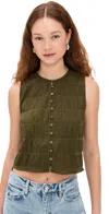 Frame The Smocked Tank Top In Juniper