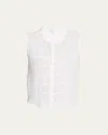 Frame Smocked Button Front Tank Top In White