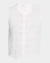 Frame Smocked Button Front Tank Top In White In White