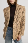 Frame The Snake Print Leather Blazer In Animal Print