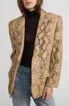 Frame The Snake Print Leather Blazer In Multi