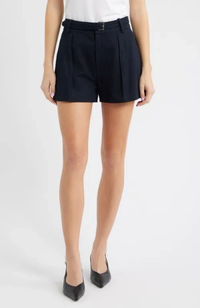 Frame The Soho Belted Cotton Shorts In Blue