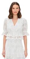 Frame The Solstice Plunging Neck Top In White