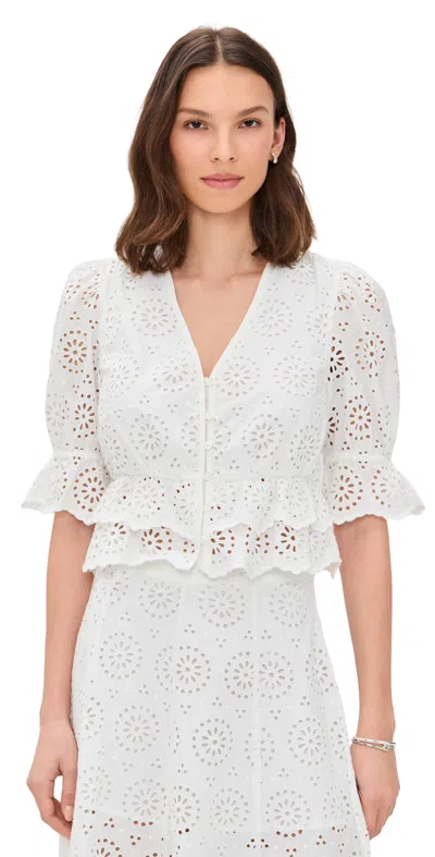FRAME THE SOLSTICE EYELET BLOUSE WHITE
