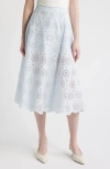 Frame The Solstice Eyelet Midi Skirt In Black