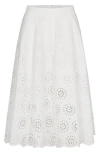 Frame Solstice Embroidered Midi Skirt In White