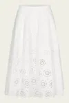 Frame Solstice Embroidered Midi Skirt In White