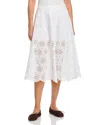 Frame Solstice Embroidered Midi Skirt In White