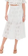 Frame Solstice Embroidered Midi Skirt In White