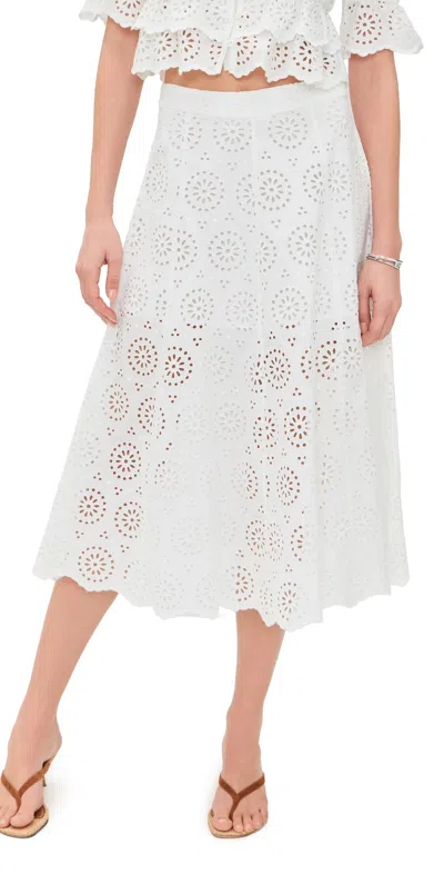 Frame The Solstice Eyelet Midi Skirt In White