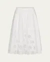 Frame Solstice Embroidered Midi Skirt In White