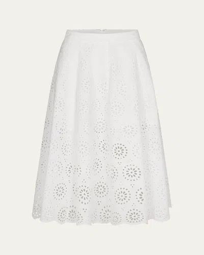 Frame The Solstice Eyelet Midi Skirt In White