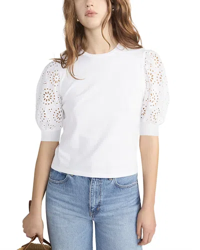 Frame The Solstice Eyelet Sleeve Tee In White